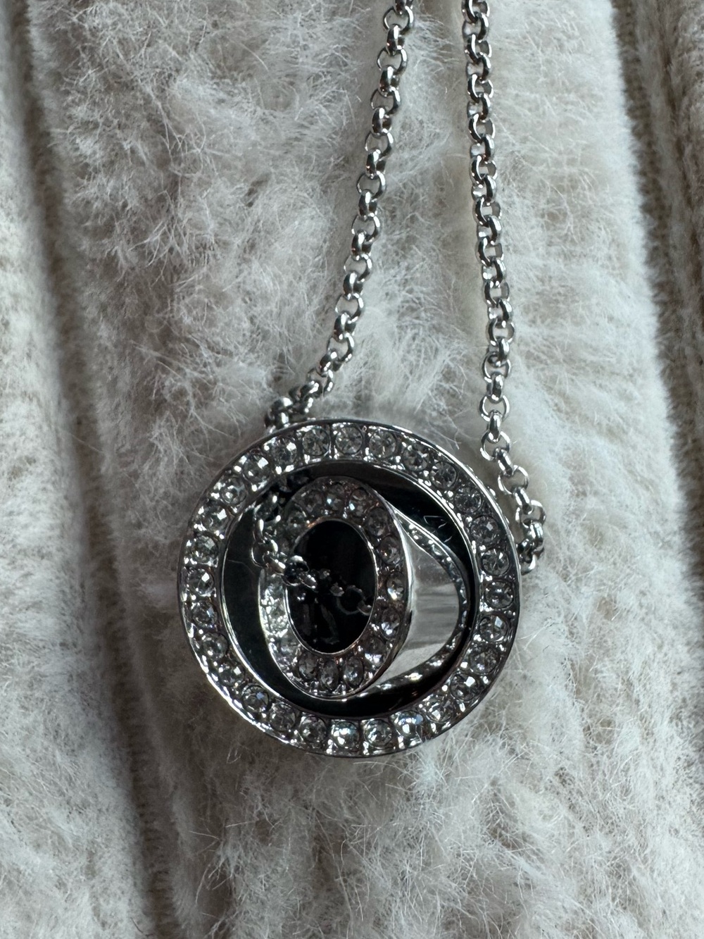 Swarovski Crystal Spinning Circles Rhodium Plated Pendant Necklace